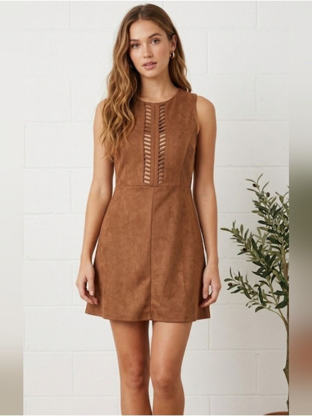 Blush Noir Faux Suede Bohemian Cutout Dress Western Festival Size M